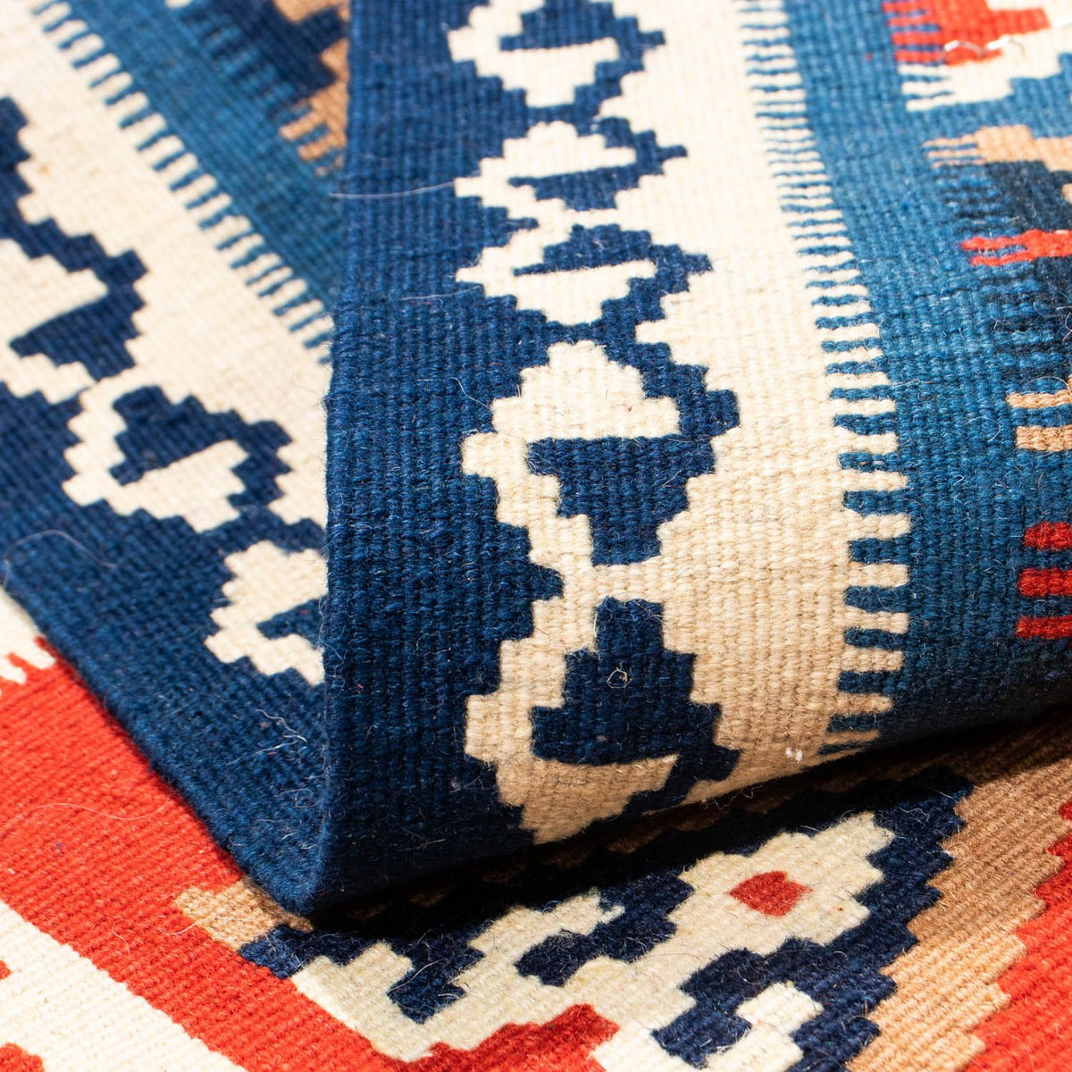 Dywan Kelim - Orientalny kwadratowy  - 100 x 98 cm - niebieski