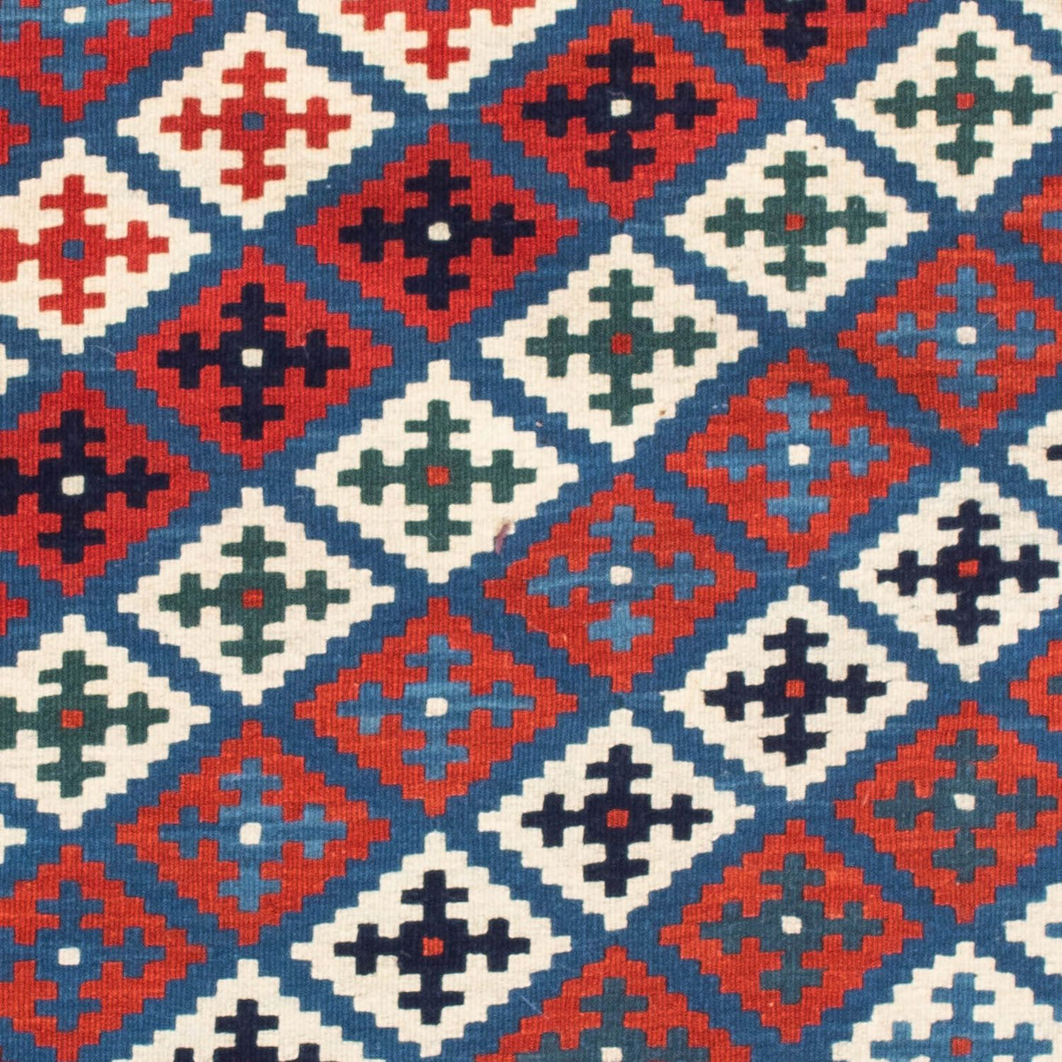 Dywan Kelim - Orientalny kwadratowy  - 105 x 103 cm - niebieski