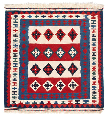 Dywan Kelim - Orientalny kwadratowy  - 106 x 103 cm - niebieski