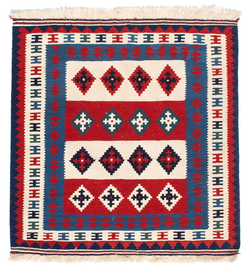 Dywan Kelim - Orientalny kwadratowy  - 106 x 103 cm - niebieski