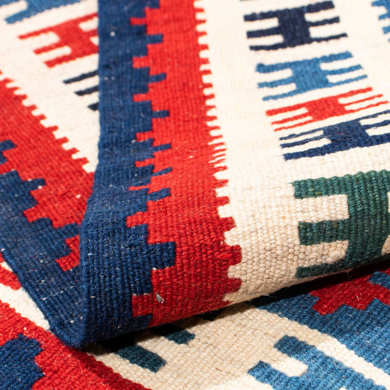 Dywan Kelim - Orientalny kwadratowy  - 106 x 103 cm - niebieski