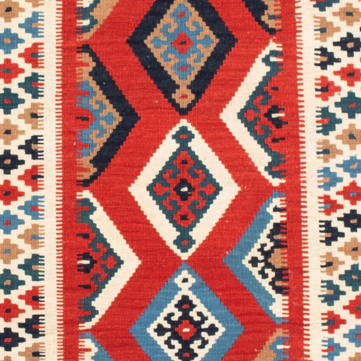 Dywan Kelim - Orientalny kwadratowy  - 105 x 102 cm - czerwony