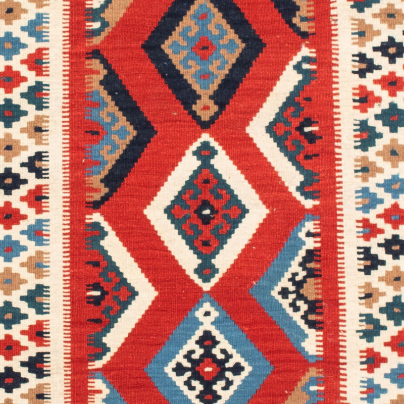 Dywan Kelim - Orientalny kwadratowy  - 105 x 102 cm - czerwony