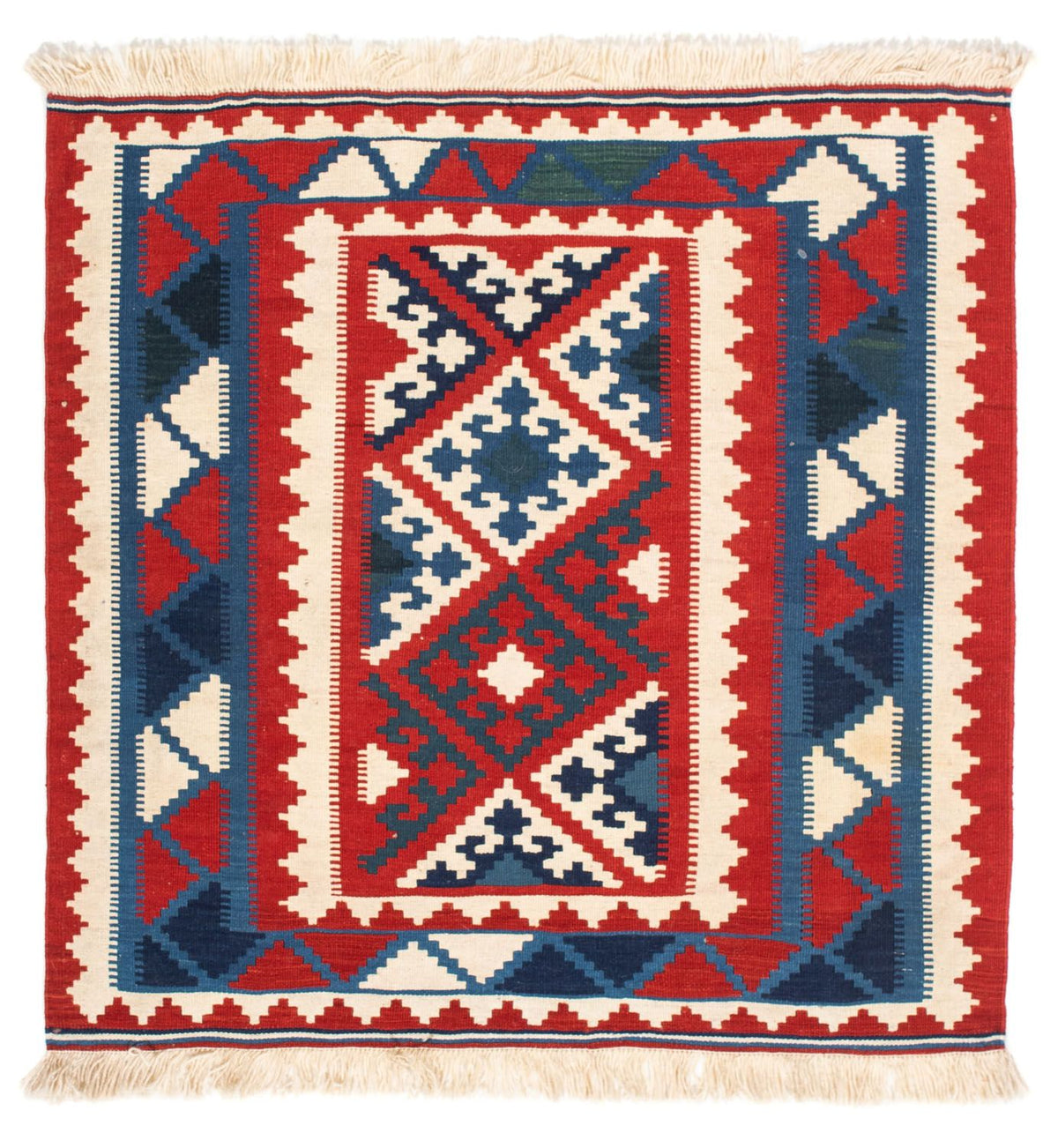 Dywan Kelim - Orientalny kwadratowy  - 102 x 102 cm - czerwony