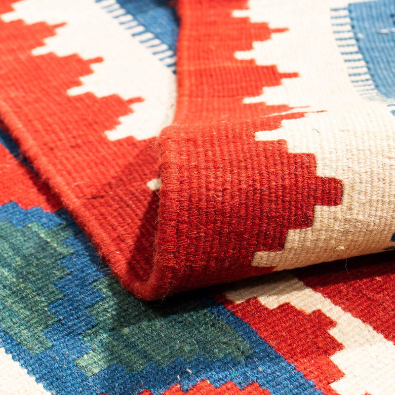 Dywan Kelim - Orientalny kwadratowy  - 102 x 102 cm - czerwony