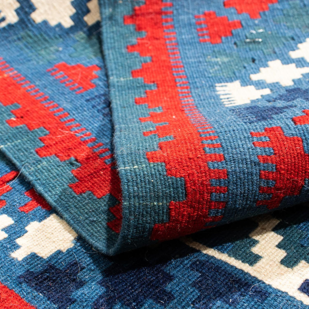 Dywan Kelim - Orientalny kwadratowy  - 104 x 100 cm - ciemnoniebieski