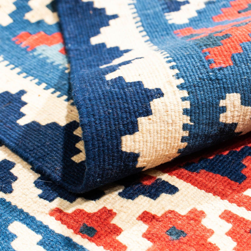 Dywan Kelim - Orientalny kwadratowy  - 102 x 100 cm - niebieski