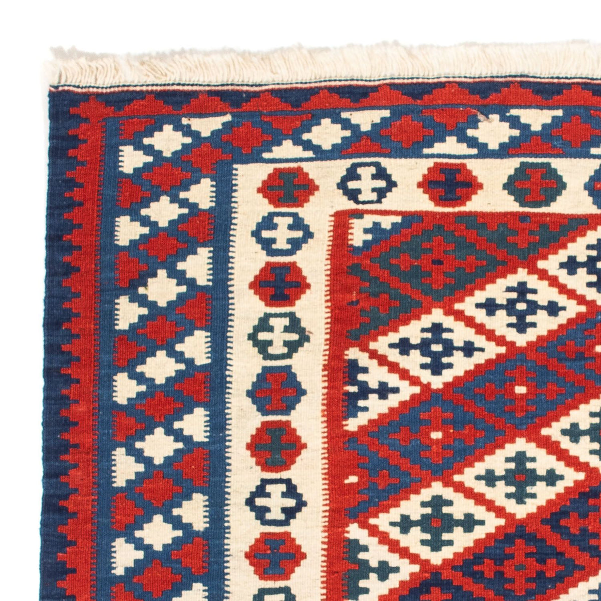 Dywan Kelim - Orientalny kwadratowy  - 102 x 102 cm - ciemna czerwień