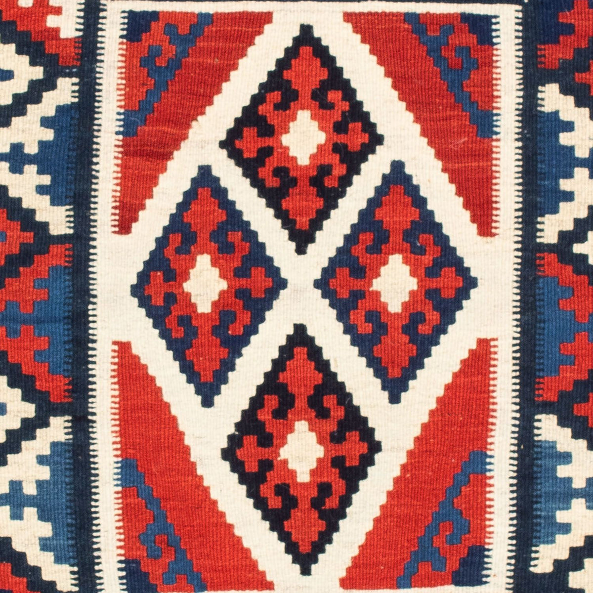 Dywan Kelim - Orientalny kwadratowy  - 100 x 100 cm - czerwony