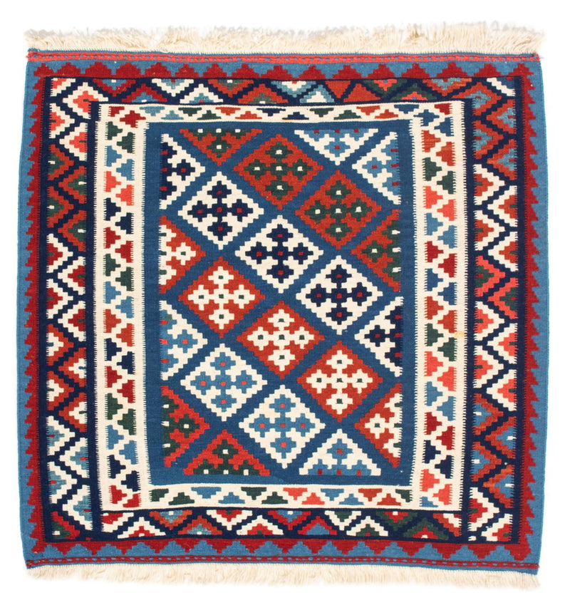 Dywan Kelim - Orientalny kwadratowy  - 104 x 101 cm - niebieski