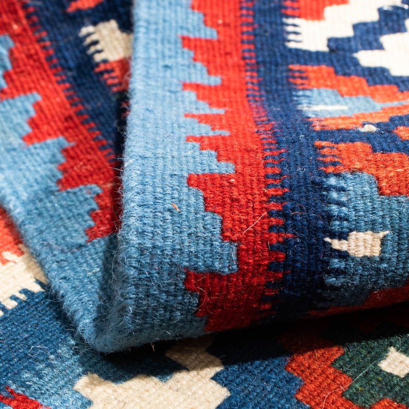 Dywan Kelim - Orientalny kwadratowy  - 104 x 101 cm - niebieski