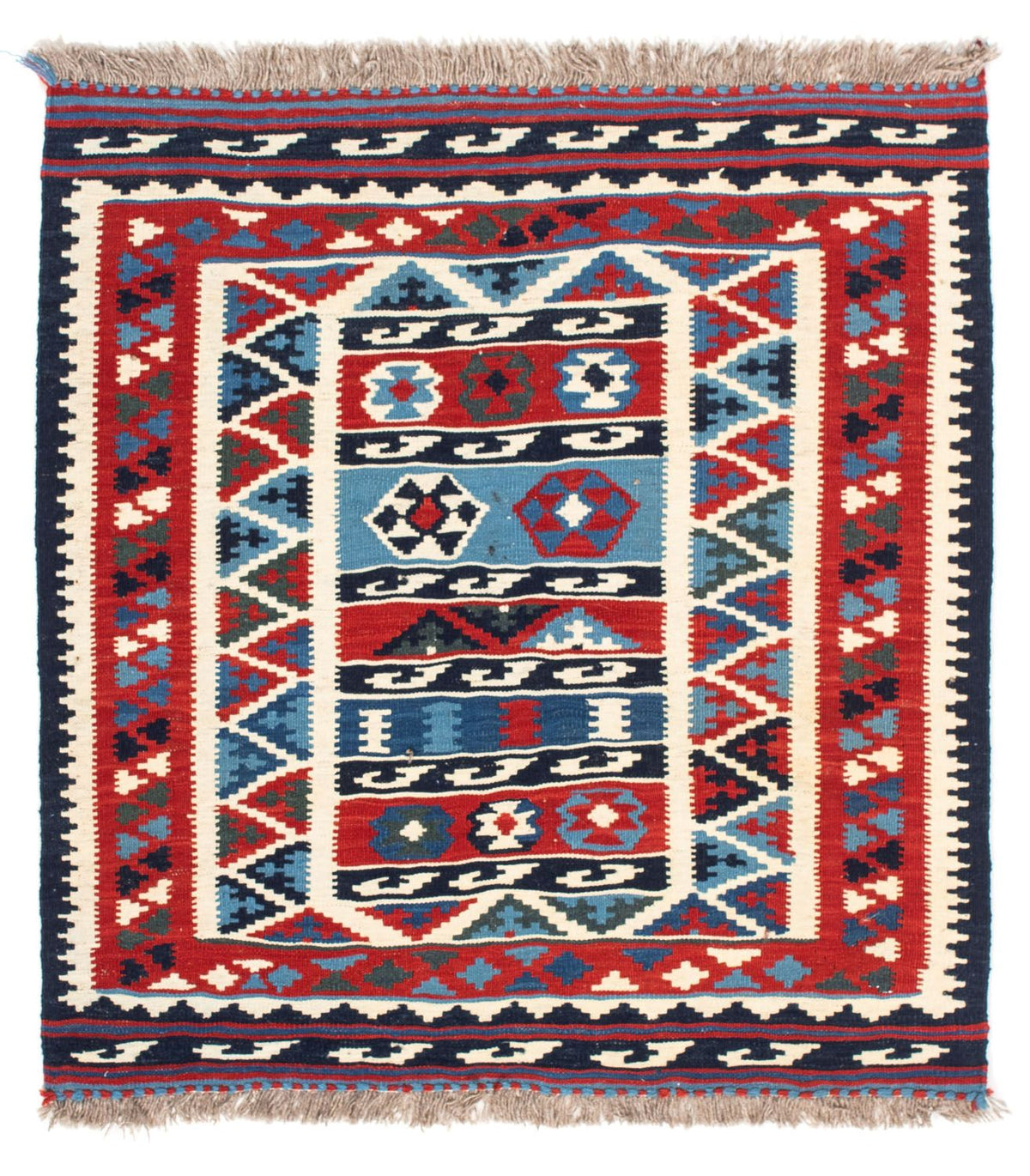 Dywan Kelim - Orientalny kwadratowy  - 104 x 99 cm - wielokolorowy