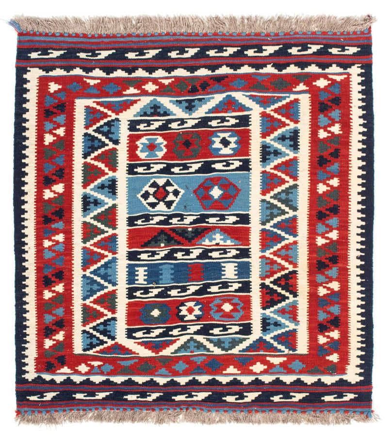 Dywan Kelim - Orientalny kwadratowy  - 104 x 99 cm - wielokolorowy