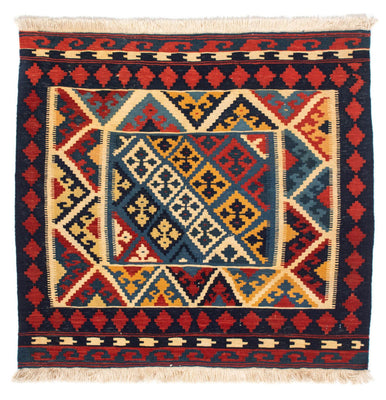 Dywan Kelim - Orientalny kwadratowy  - 110 x 109 cm - czerwony