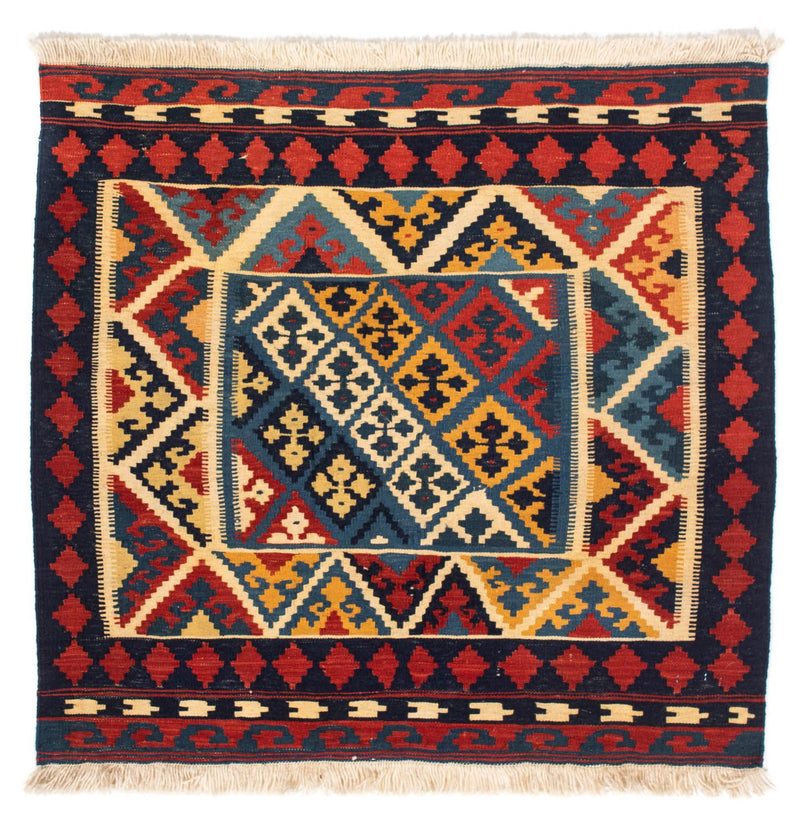 Dywan Kelim - Orientalny kwadratowy  - 110 x 109 cm - czerwony