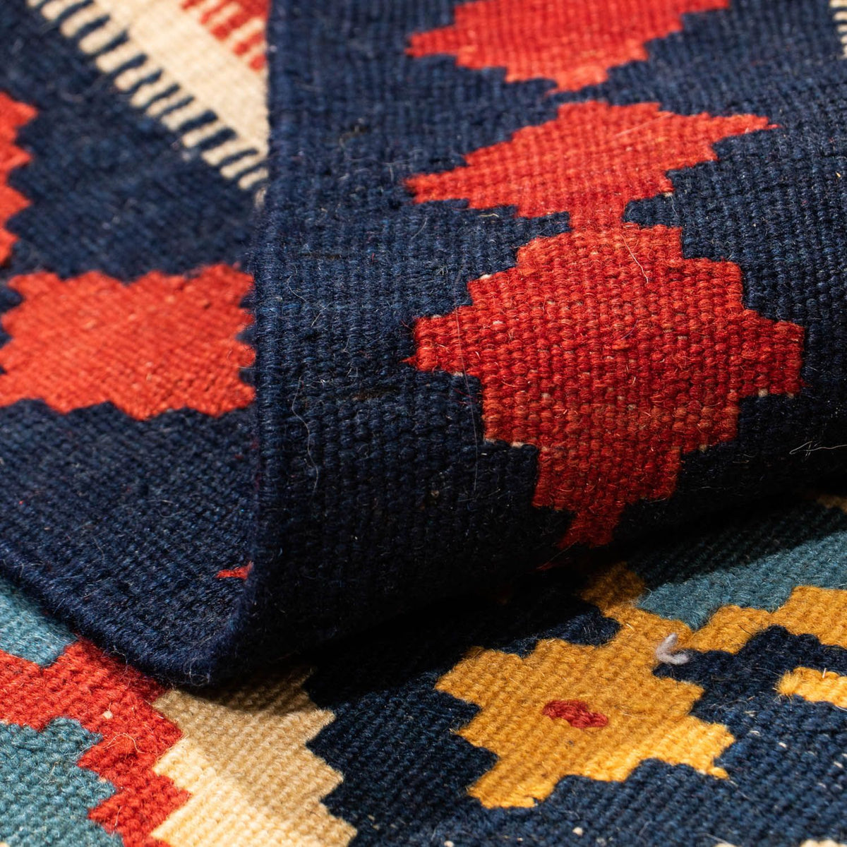 Dywan Kelim - Orientalny kwadratowy  - 110 x 109 cm - czerwony