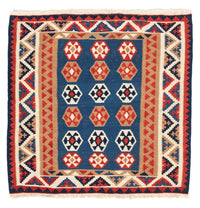 Dywan Kelim - Orientalny kwadratowy  - 104 x 102 cm - niebieski