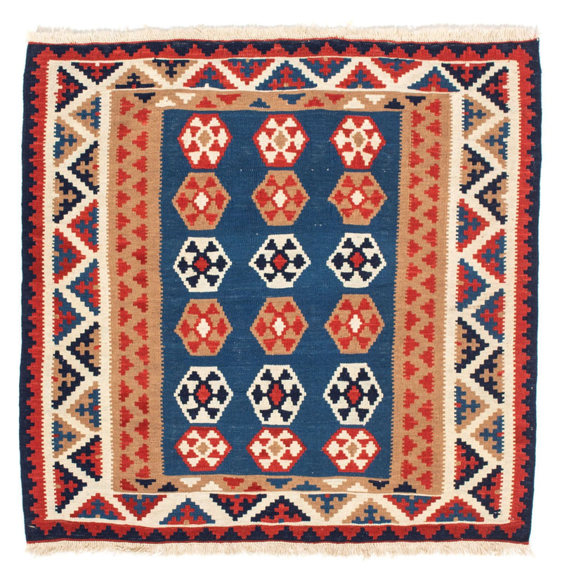 Dywan Kelim - Orientalny kwadratowy  - 104 x 102 cm - niebieski