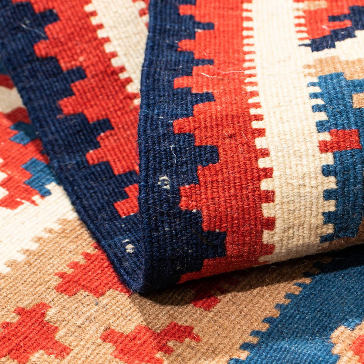 Dywan Kelim - Orientalny kwadratowy  - 104 x 102 cm - niebieski