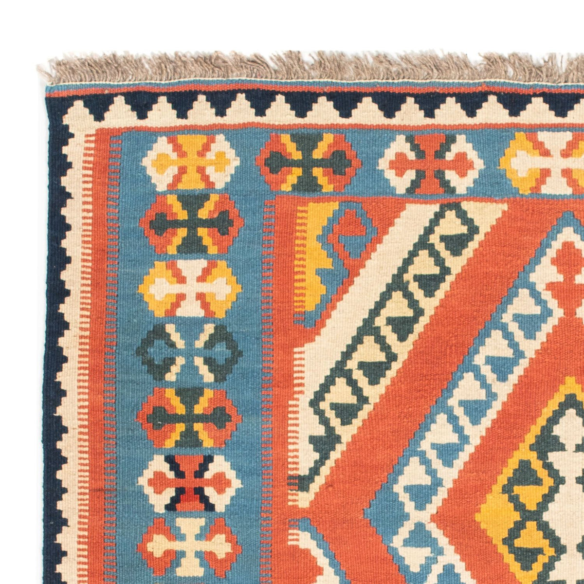 Dywan Kelim - Orientalny kwadratowy  - 107 x 100 cm - pomarańczowy