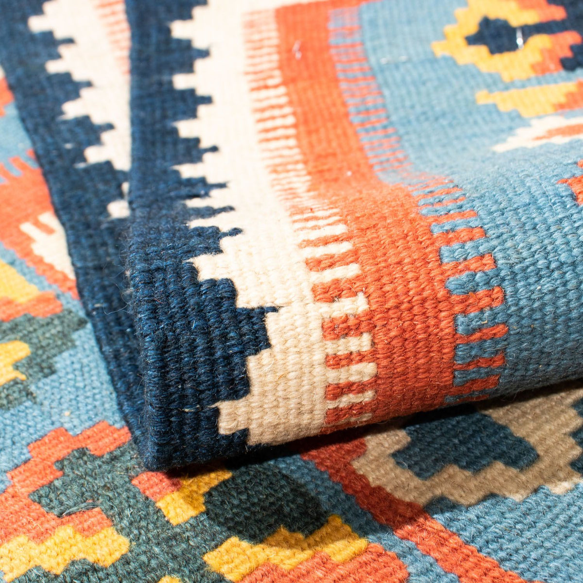 Dywan Kelim - Orientalny kwadratowy  - 107 x 100 cm - pomarańczowy