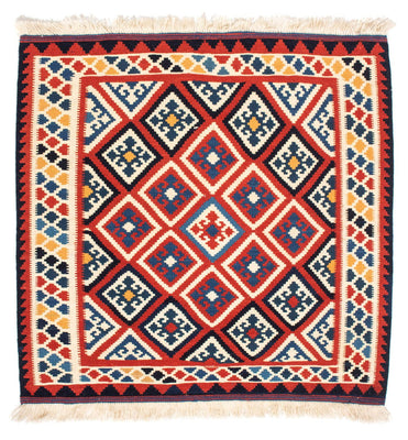 Dywan Kelim - Orientalny kwadratowy  - 106 x 105 cm - czerwony