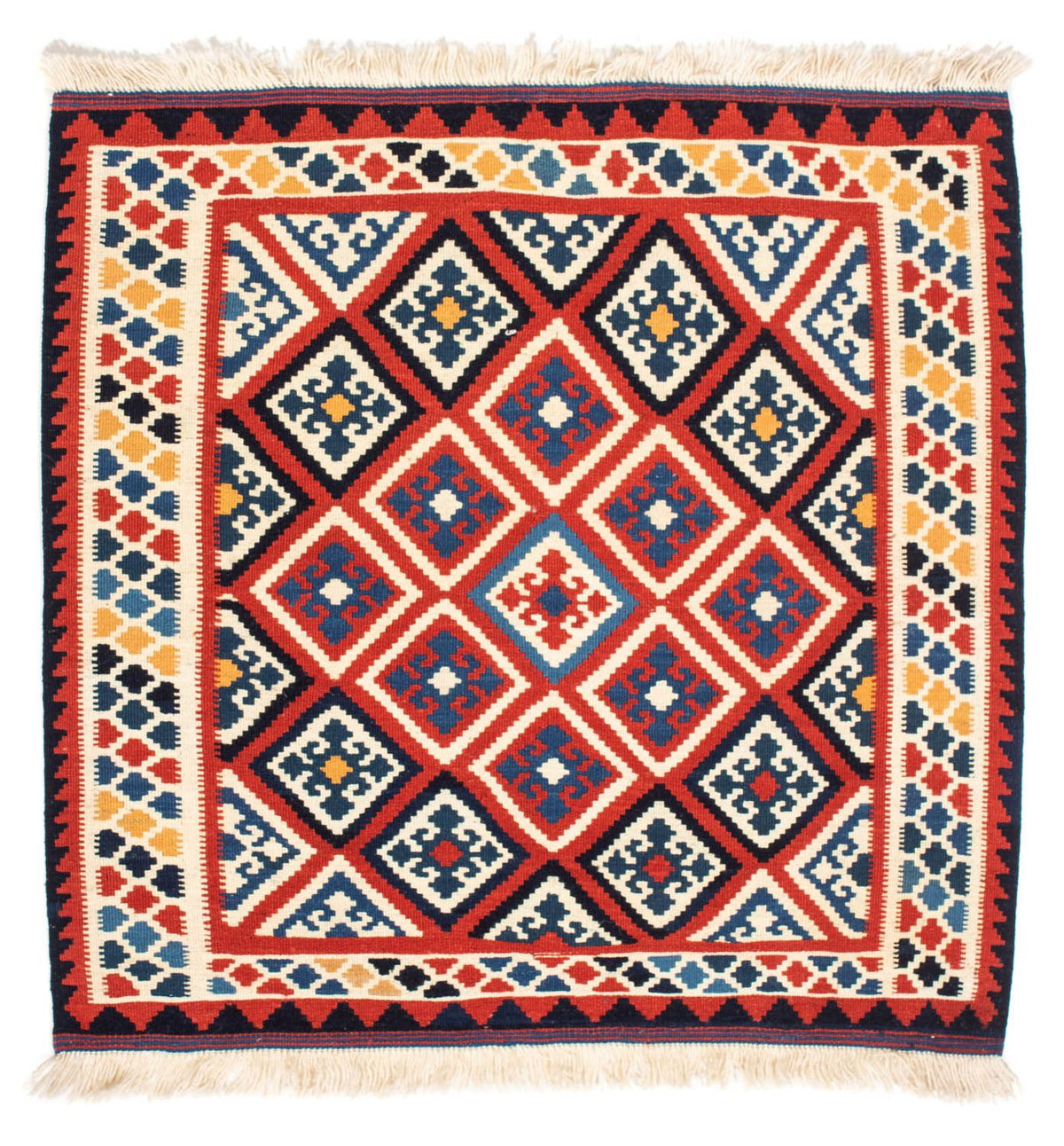 Dywan Kelim - Orientalny kwadratowy  - 106 x 105 cm - czerwony