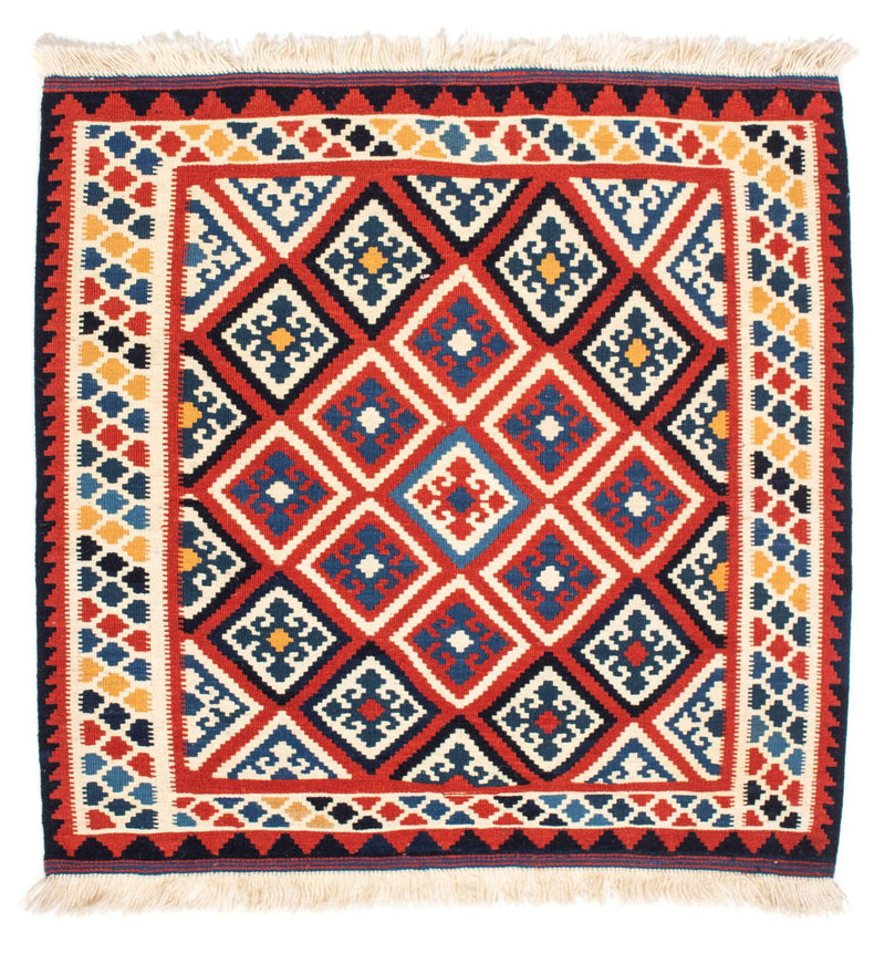 Dywan Kelim - Orientalny kwadratowy  - 106 x 105 cm - czerwony