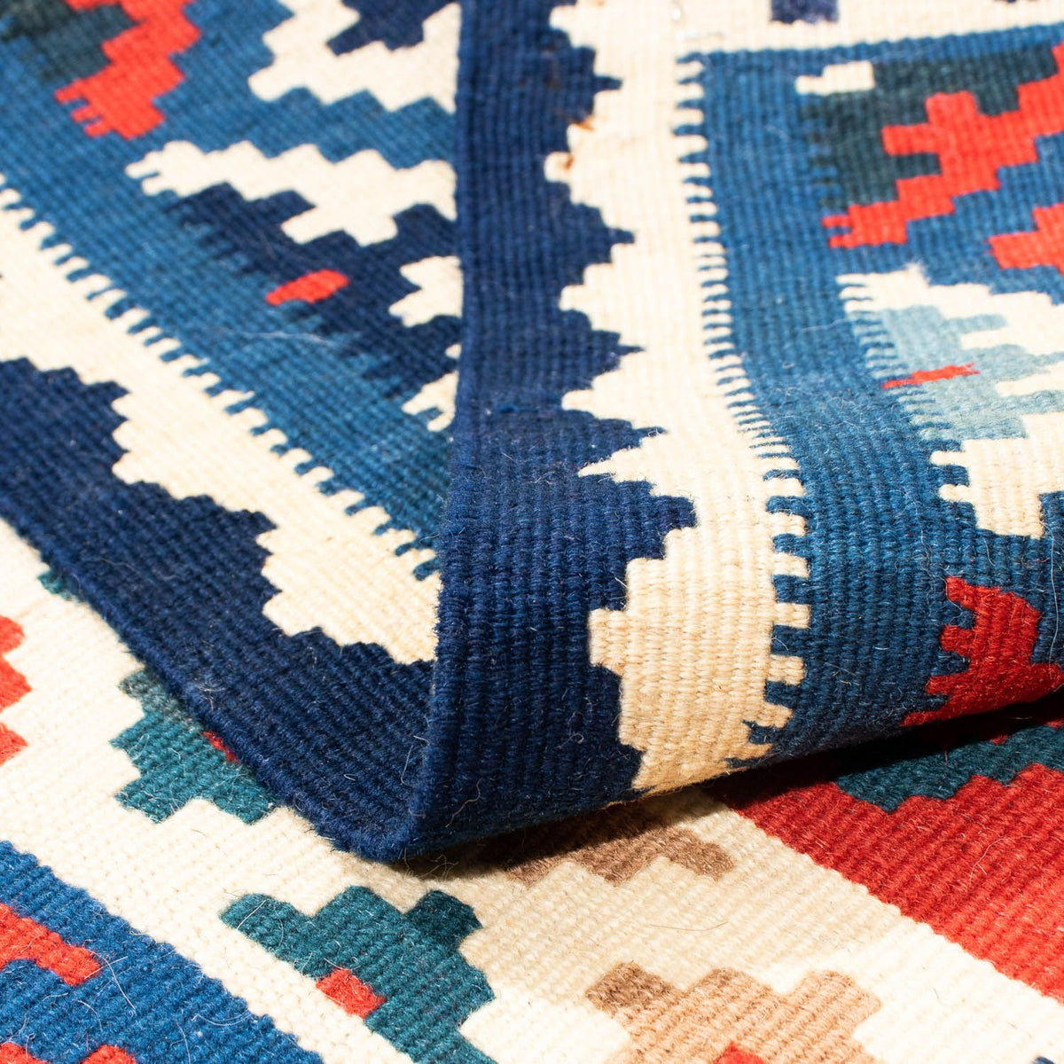 Dywan Kelim - Orientalny kwadratowy  - 104 x 100 cm - ciemnoniebieski