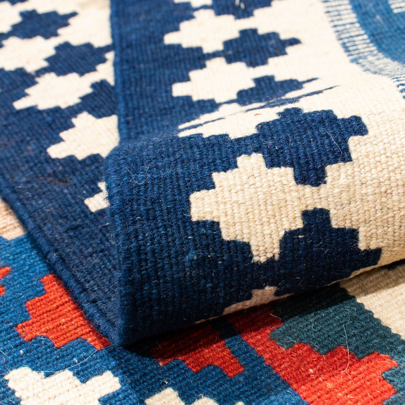 Dywan Kelim - Orientalny kwadratowy  - 103 x 100 cm - ciemnoniebieski