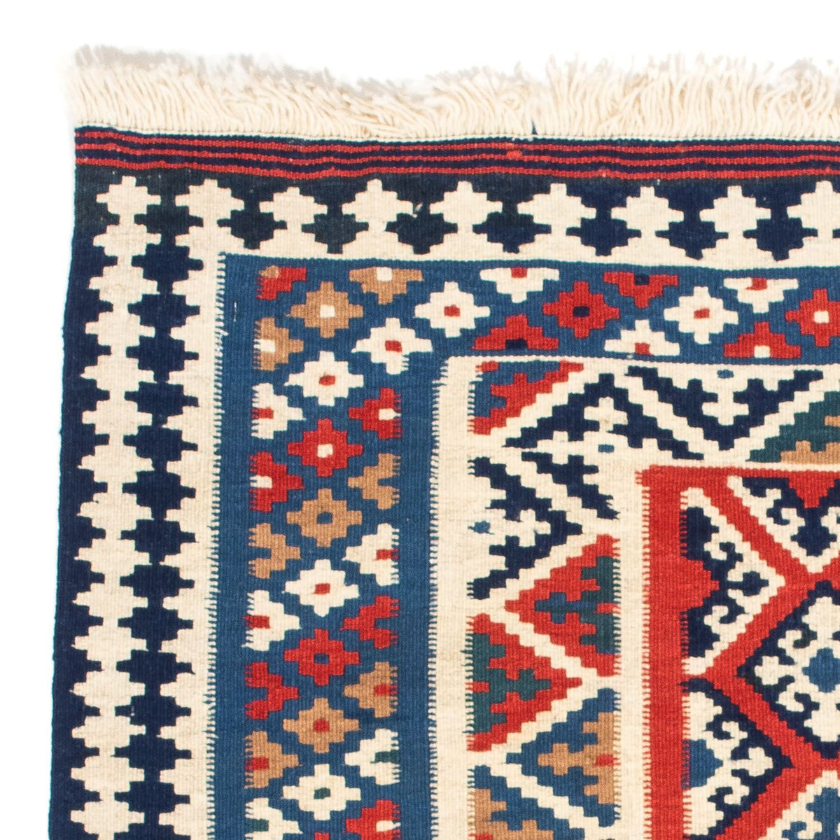 Dywan Kelim - Orientalny kwadratowy  - 99 x 95 cm - ciemnoniebieski