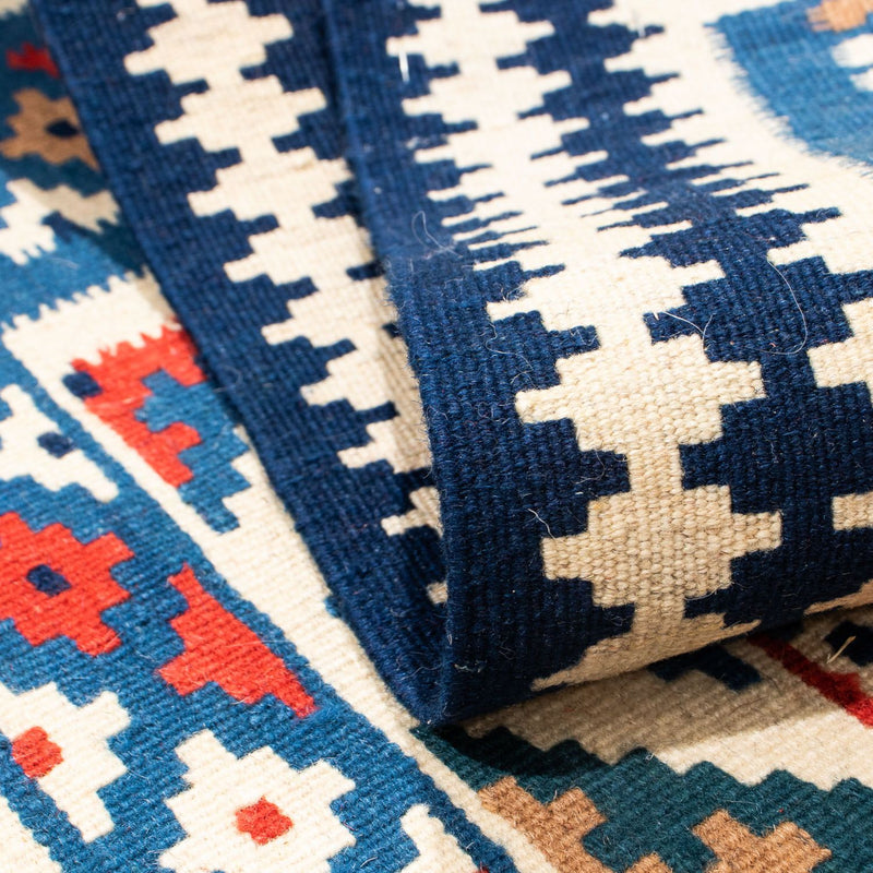 Dywan Kelim - Orientalny kwadratowy  - 99 x 95 cm - ciemnoniebieski