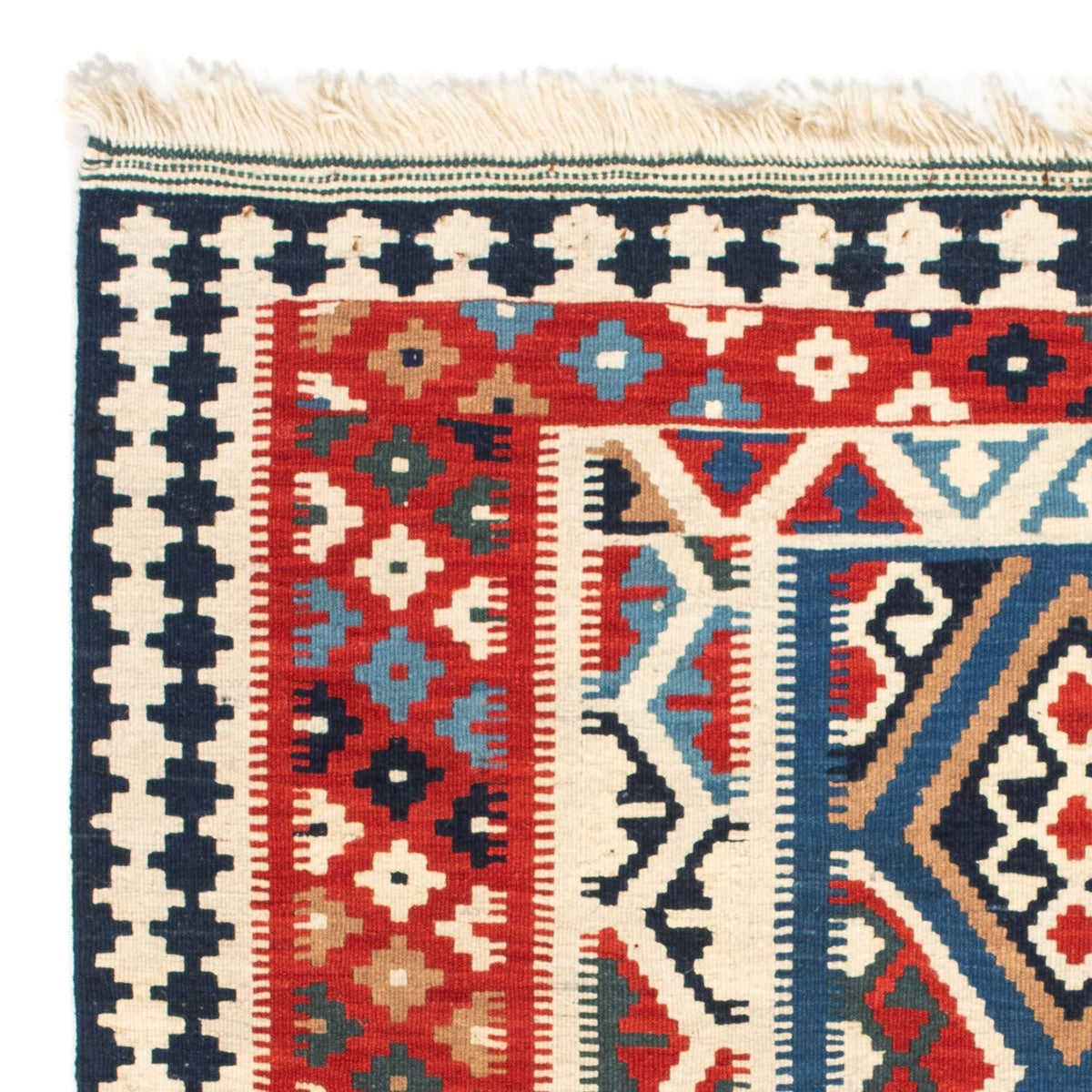 Dywan Kelim - Orientalny kwadratowy  - 104 x 99 cm - czerwony