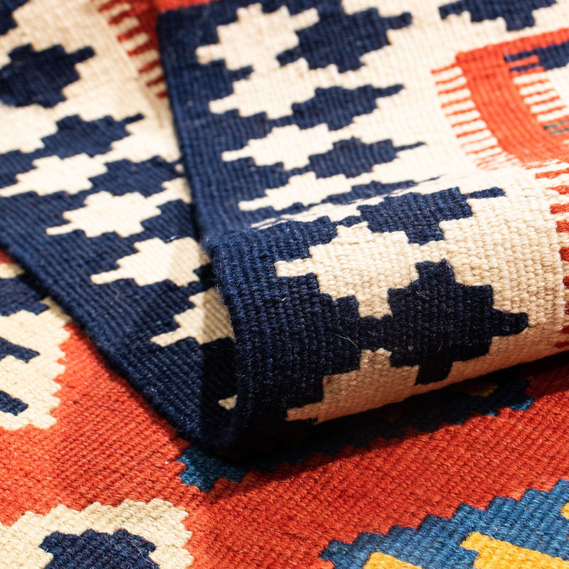 Dywan Kelim - Orientalny kwadratowy  - 106 x 103 cm - czerwony