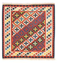 Dywan Kelim - Orientalny kwadratowy  - 106 x 102 cm - ciemna czerwień