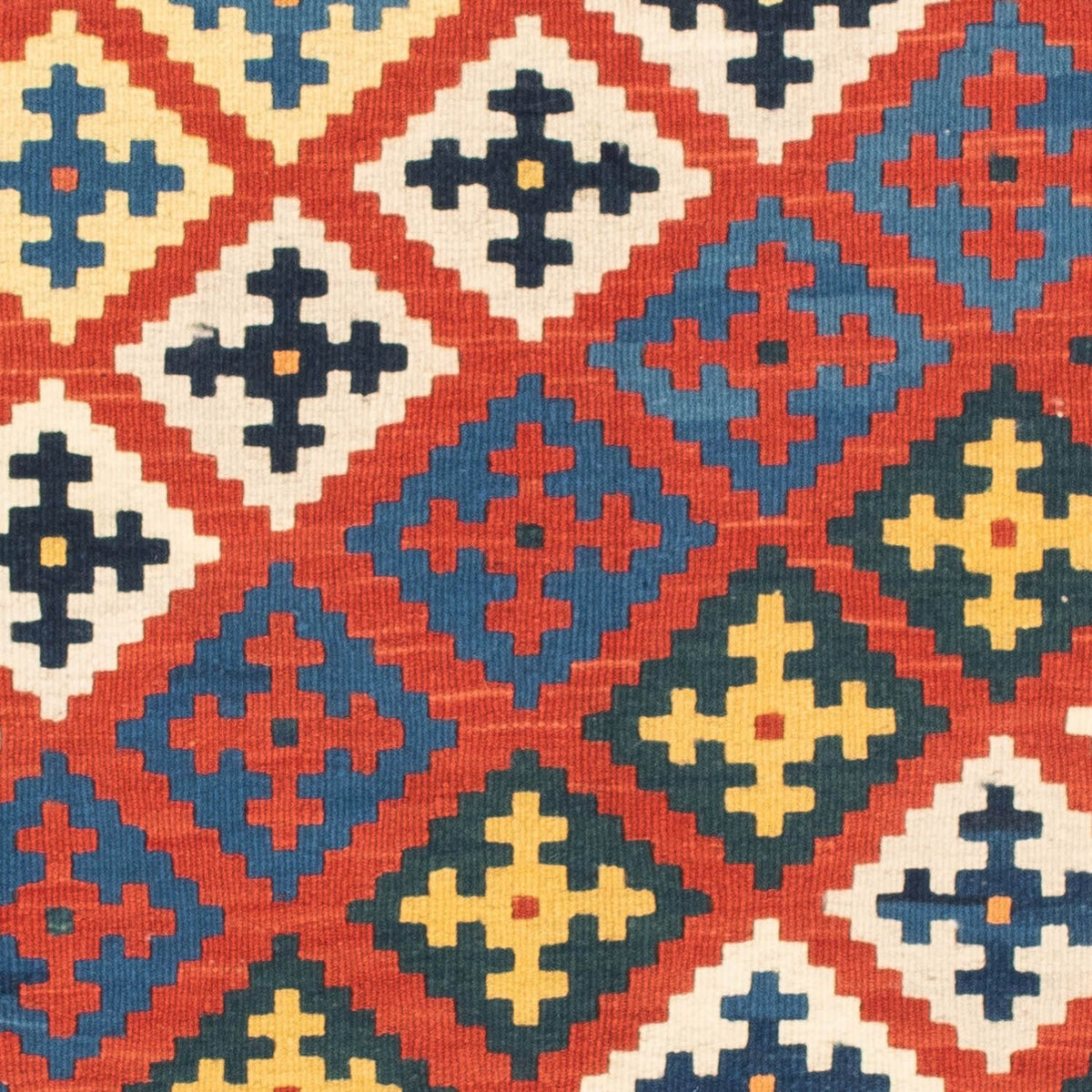 Dywan Kelim - Orientalny kwadratowy  - 106 x 102 cm - ciemna czerwień