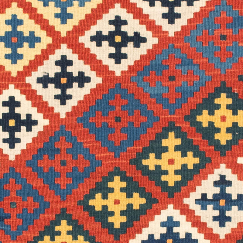 Dywan Kelim - Orientalny kwadratowy  - 106 x 102 cm - ciemna czerwień