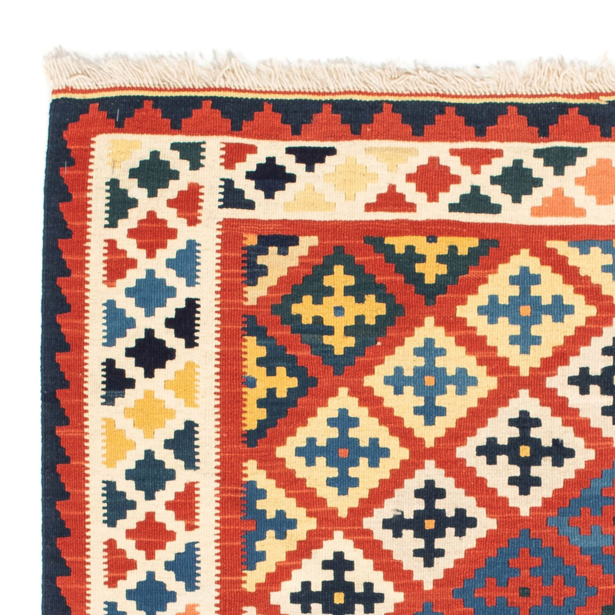 Dywan Kelim - Orientalny kwadratowy  - 106 x 102 cm - ciemna czerwień