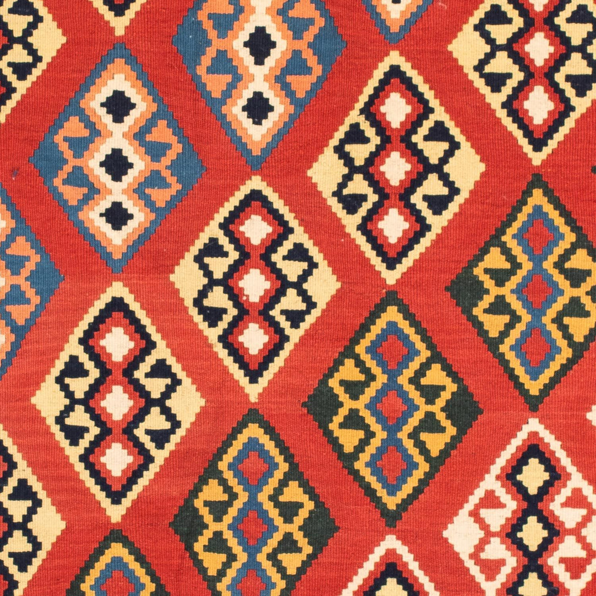 Dywan Kelim - Orientalny kwadratowy  - 105 x 104 cm - ciemna czerwień