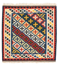 Dywan Kelim - Orientalny kwadratowy  - 101 x 101 cm - beżowy