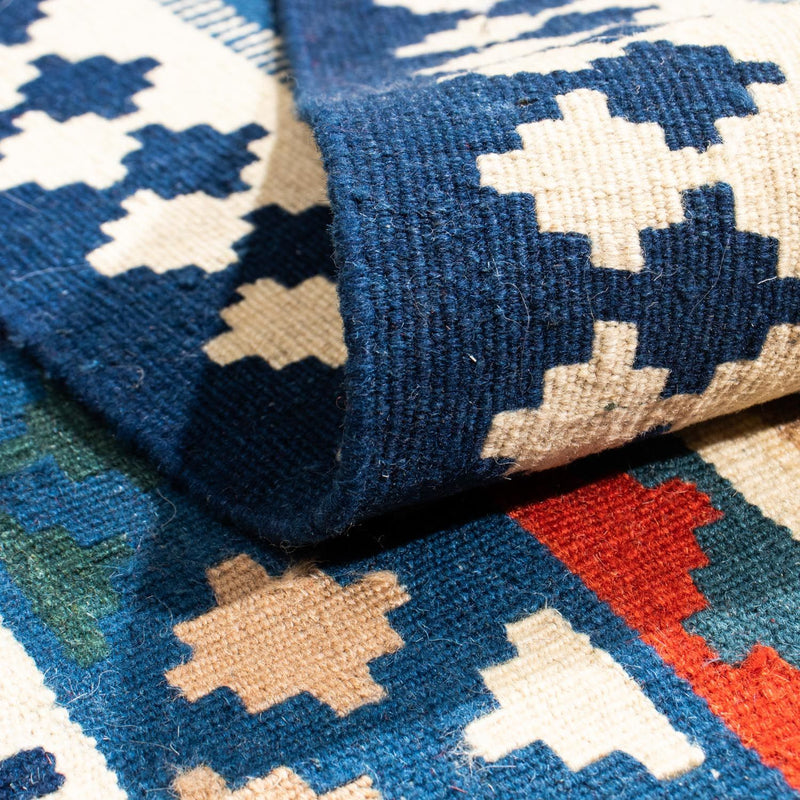 Dywan Kelim - Orientalny kwadratowy  - 104 x 103 cm - niebieski