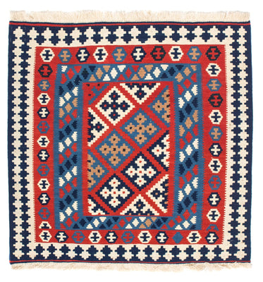 Dywan Kelim - Orientalny kwadratowy  - 103 x 101 cm - czerwony