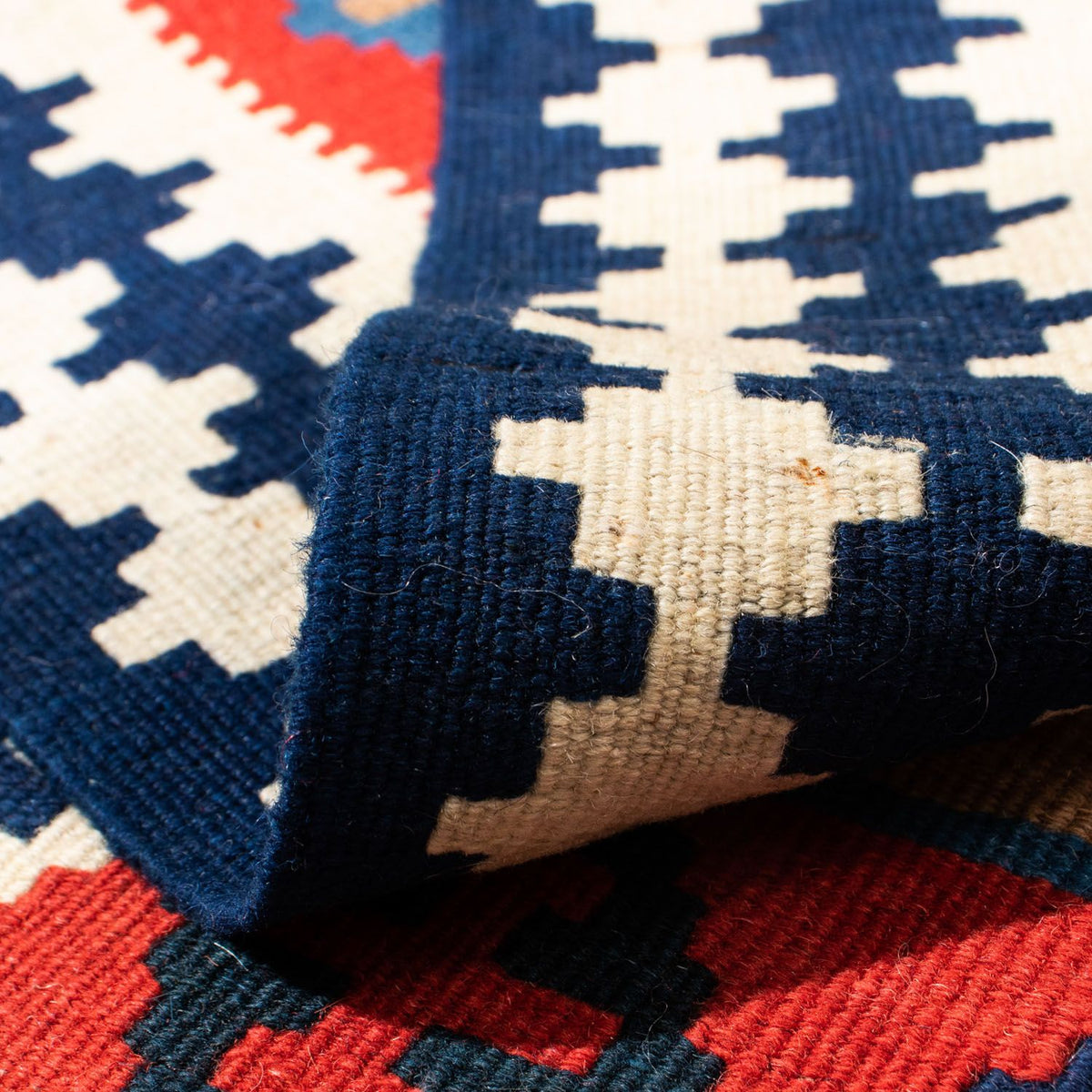 Dywan Kelim - Orientalny kwadratowy  - 103 x 101 cm - czerwony