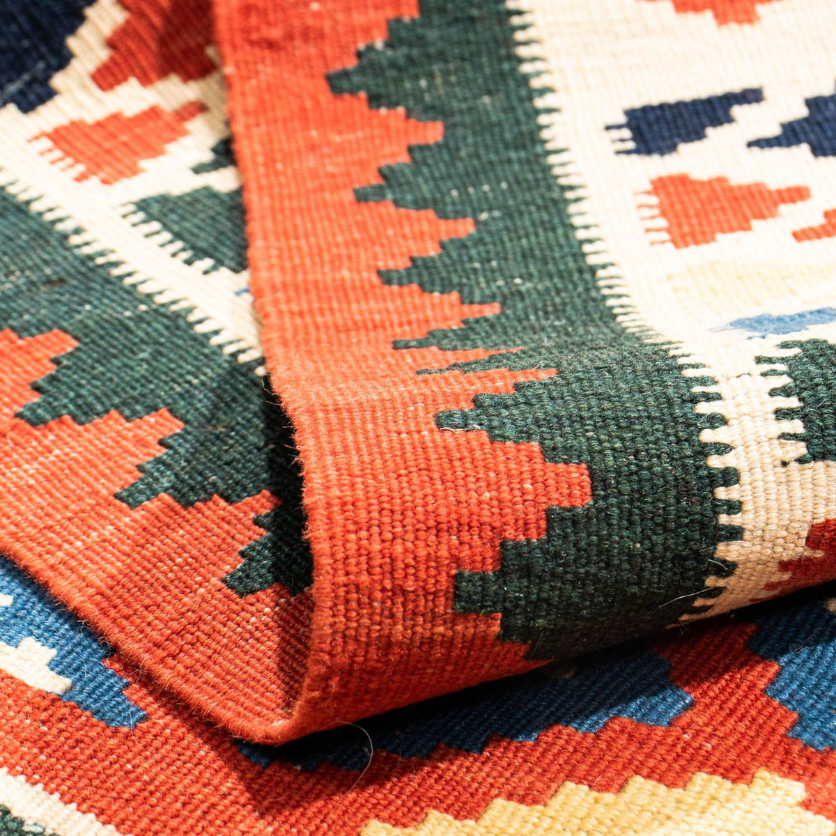 Dywan Kelim - Orientalny kwadratowy  - 97 x 94 cm - czerwony