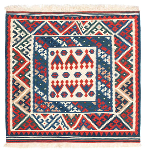 Dywan Kelim - Orientalny kwadratowy  - 101 x 101 cm - beżowy