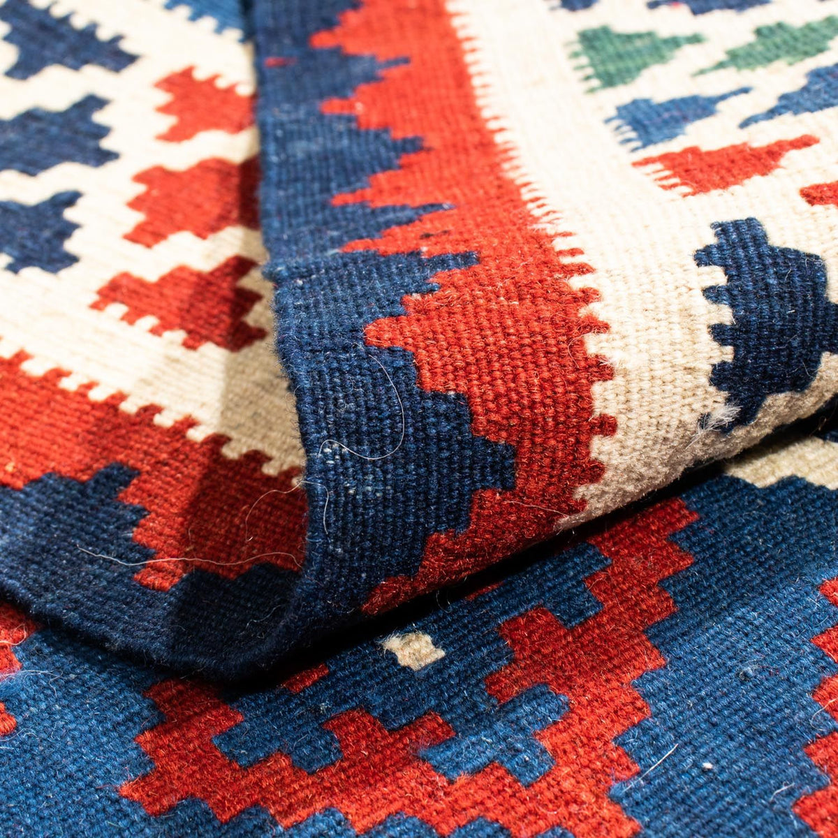 Dywan Kelim - Orientalny kwadratowy  - 100 x 100 cm - ciemnoniebieski