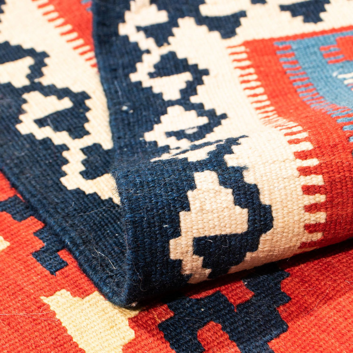 Dywan Kelim - Orientalny kwadratowy  - 105 x 105 cm - czerwony