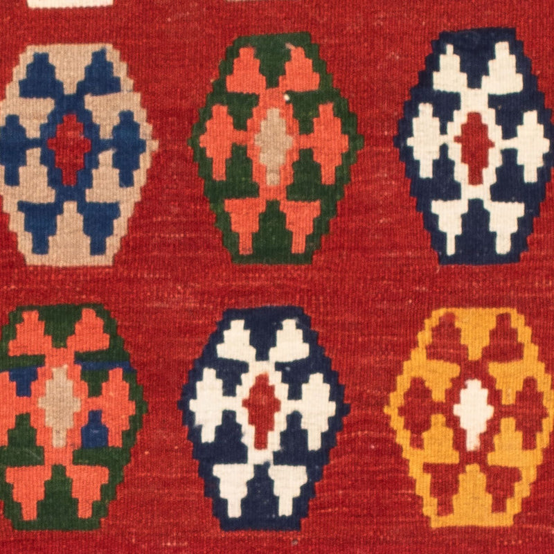 Dywan Kelim - Orientalny kwadratowy  - 96 x 95 cm - ciemna czerwień