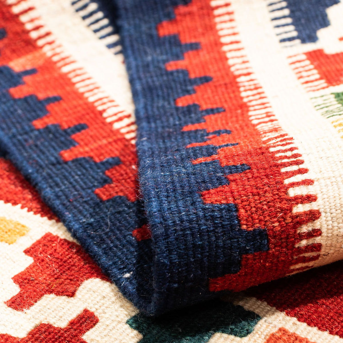 Dywan Kelim - Orientalny kwadratowy  - 96 x 95 cm - ciemna czerwień