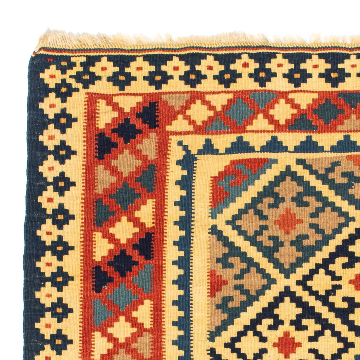 Dywan Kelim - Orientalny kwadratowy  - 106 x 102 cm - złoto